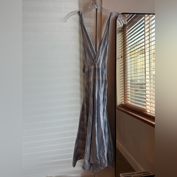 Free people Sunset Surf Light Blue Striped Halter Midi Dress - Picture 4 of 6